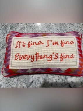 Furbish Studio Hand-Embroidered Decorative Pillow - Red & Purple Accent